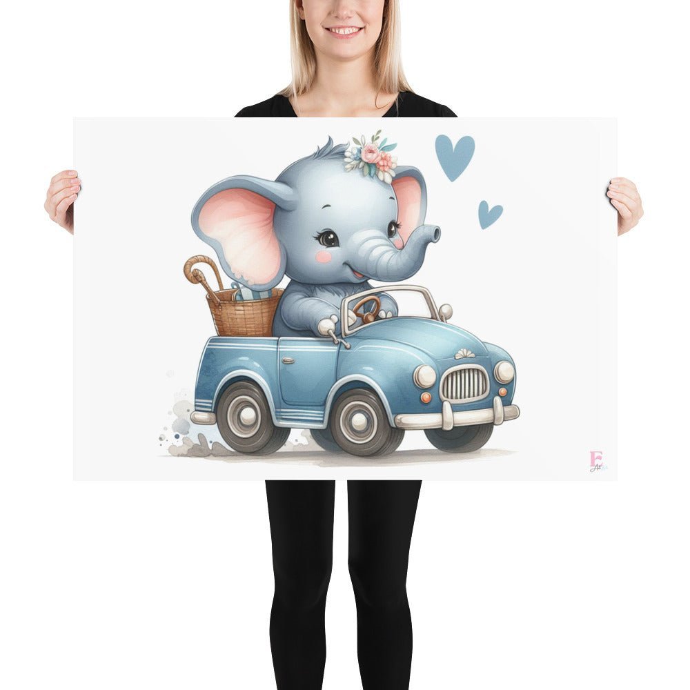 Laminas decorativas Elefante coche azul - Nanetes