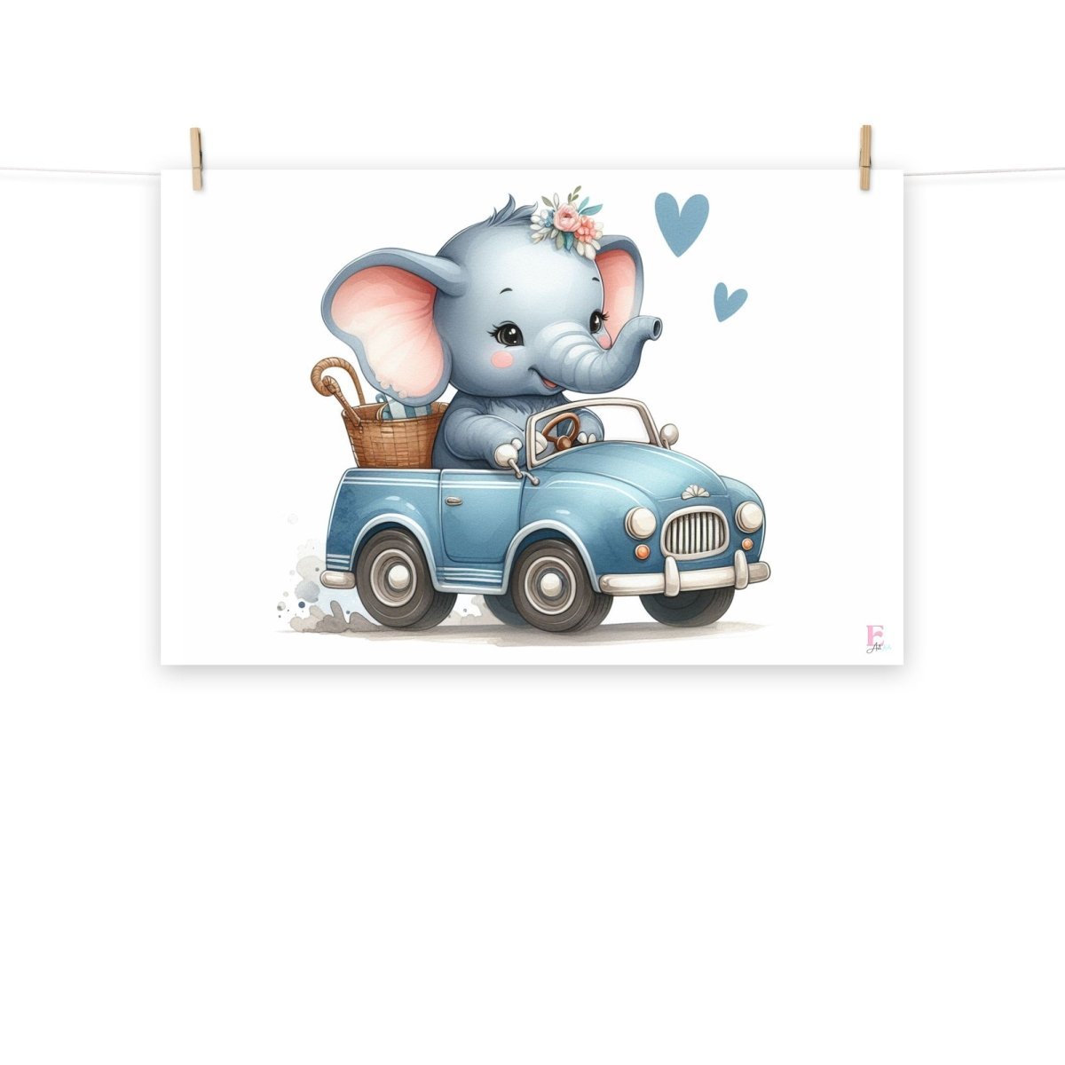Laminas decorativas Elefante coche azul - Nanetes