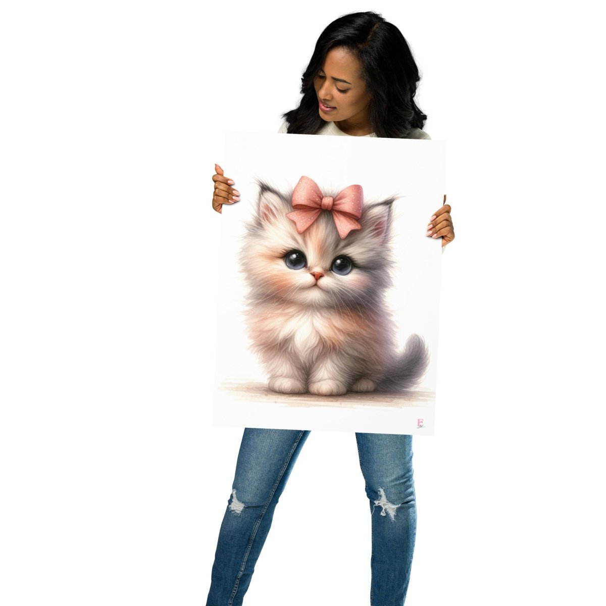 Laminas decorativas Gatita con lazo - Nanetes