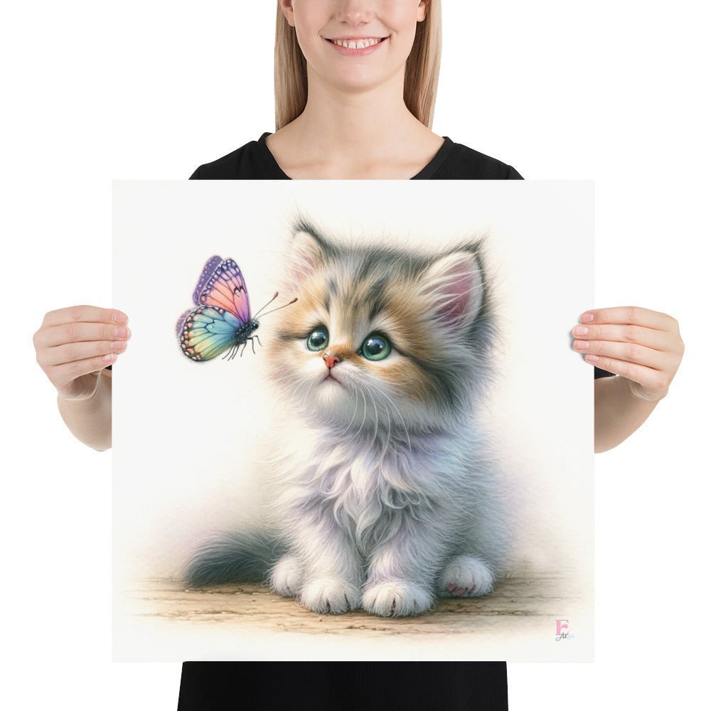 Láminas infantiles Gatito y mariposa - Nanetes