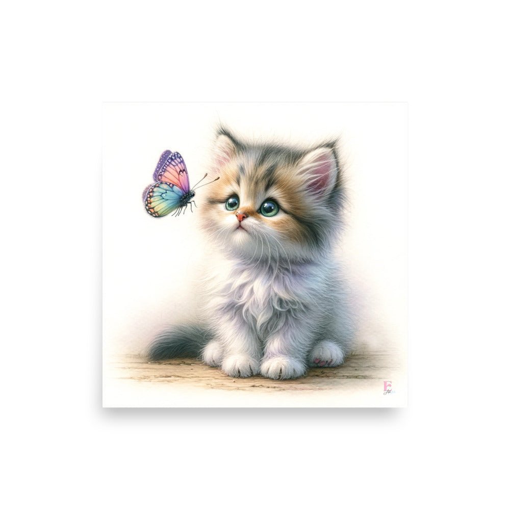 Láminas infantiles Gatito y mariposa - Nanetes