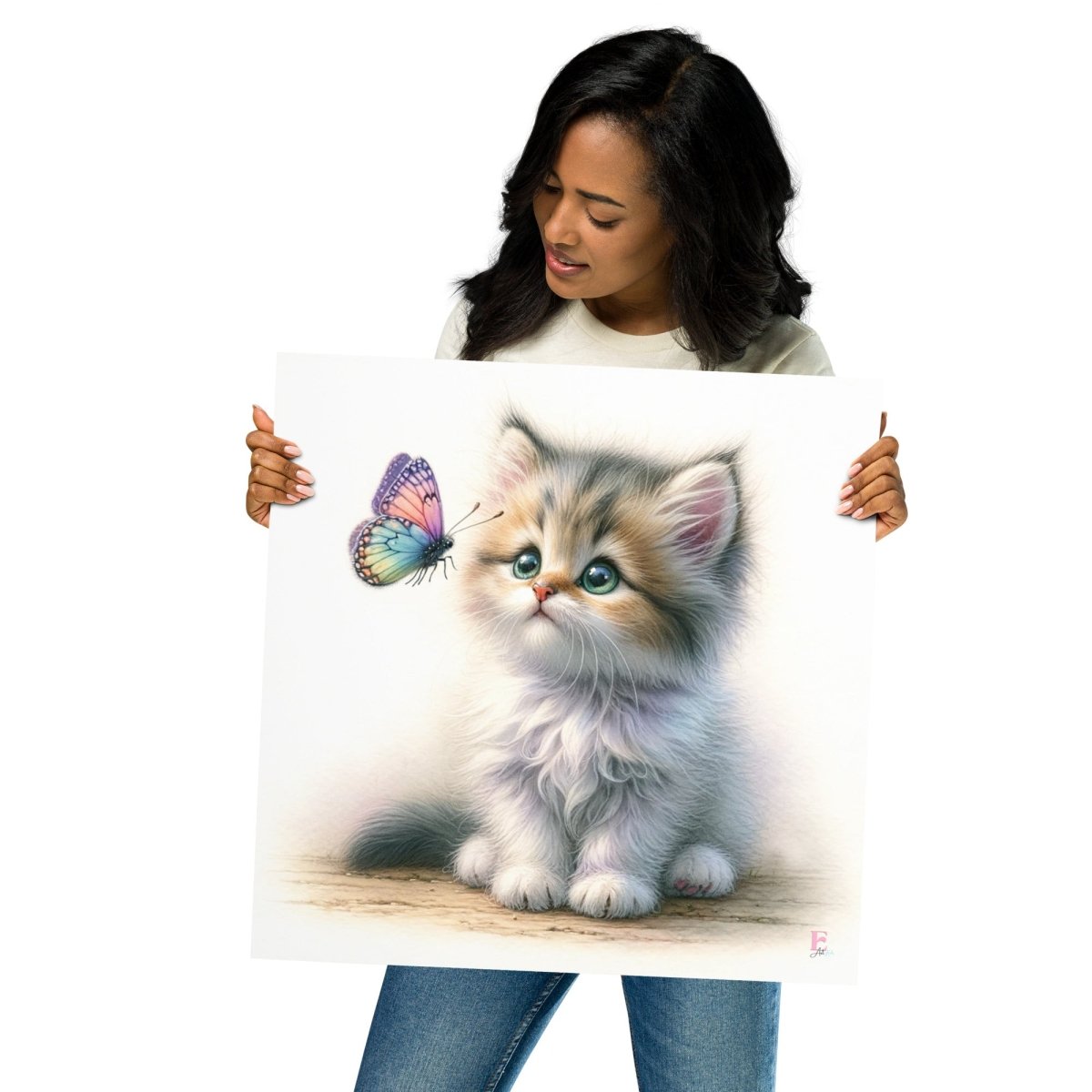 Láminas infantiles Gatito y mariposa - Nanetes