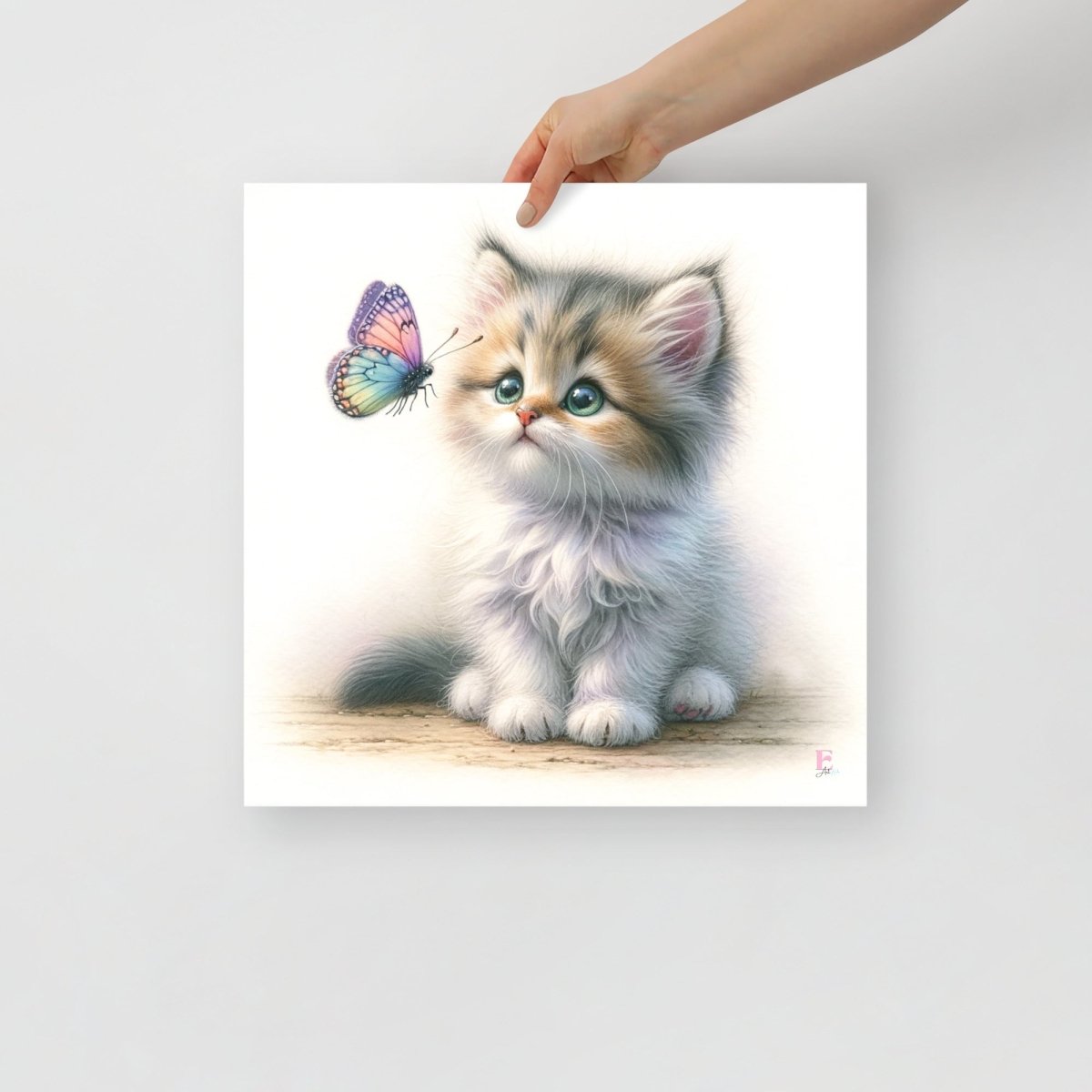 Láminas infantiles Gatito y mariposa - Nanetes