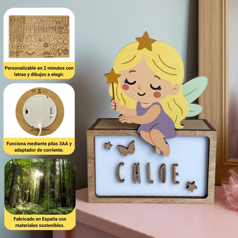 Lampara Infantil Personalizada Hada - Nanetes