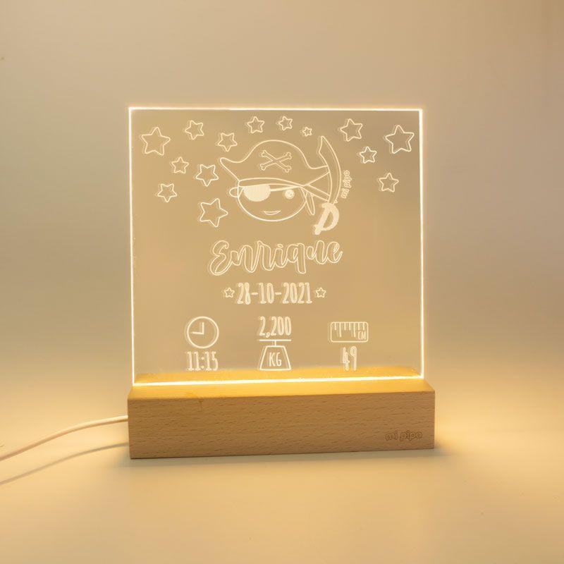 Lampara Personalizada Datos Nacimiento Pirata - Nanetes #