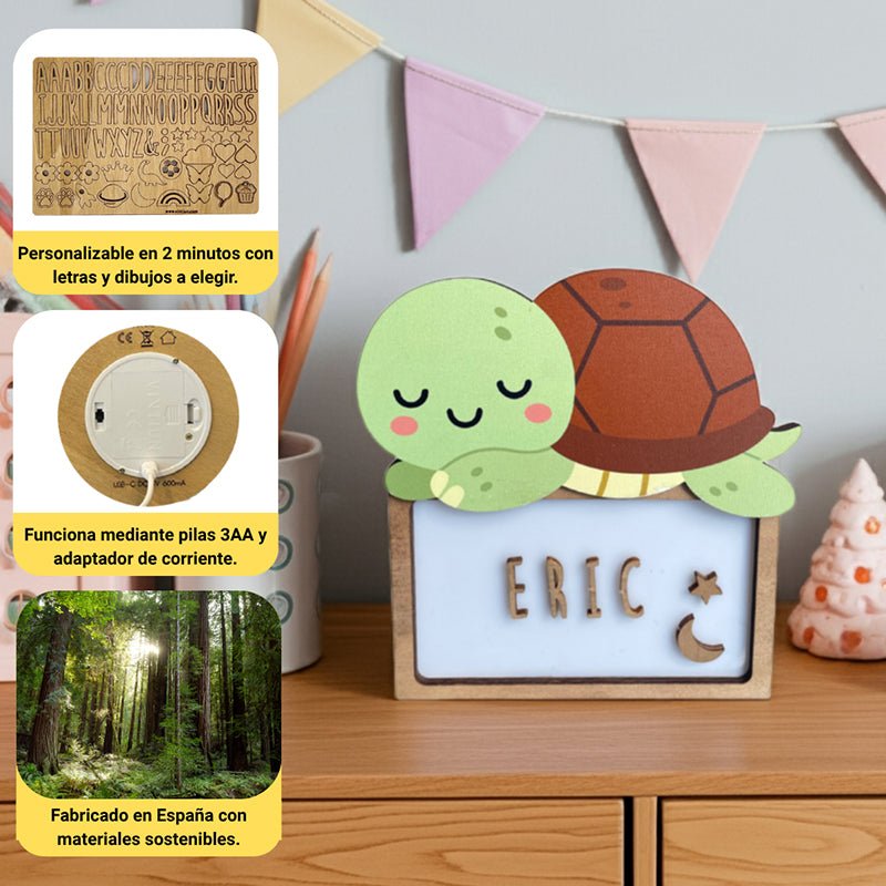 Lampara Infantil Personalizada Tortuga - Nanetes