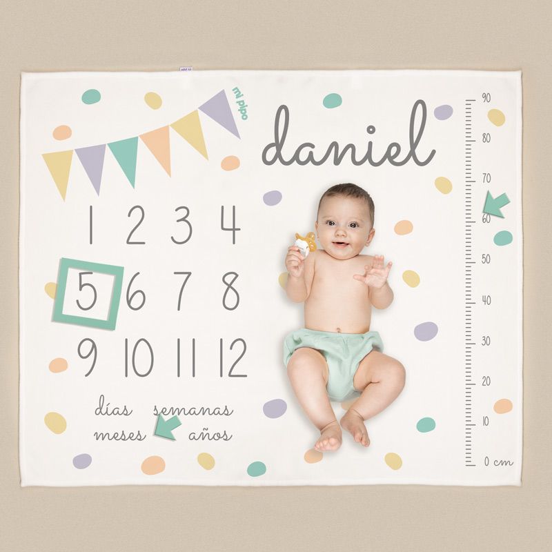 Manta cumplemeses personalizada Banderines - Nanetes