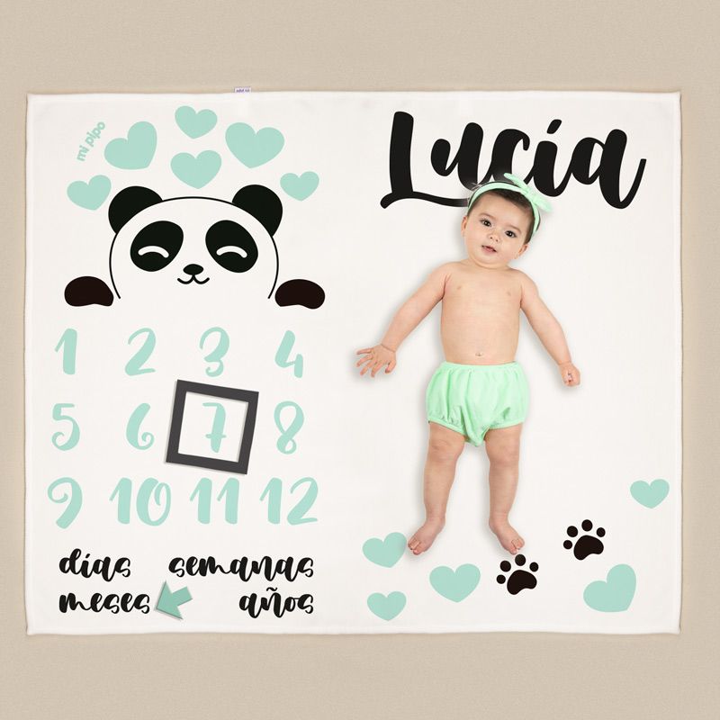Manta cumplemeses personalizada Panda - Nanetes