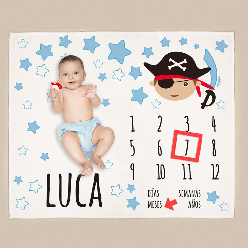 Manta cumplemeses personalizada Pirata - Nanetes