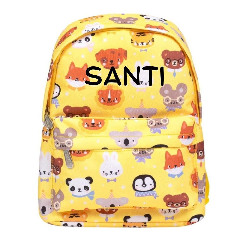Mochila infantil guardería Animales amarilla - Nanetes