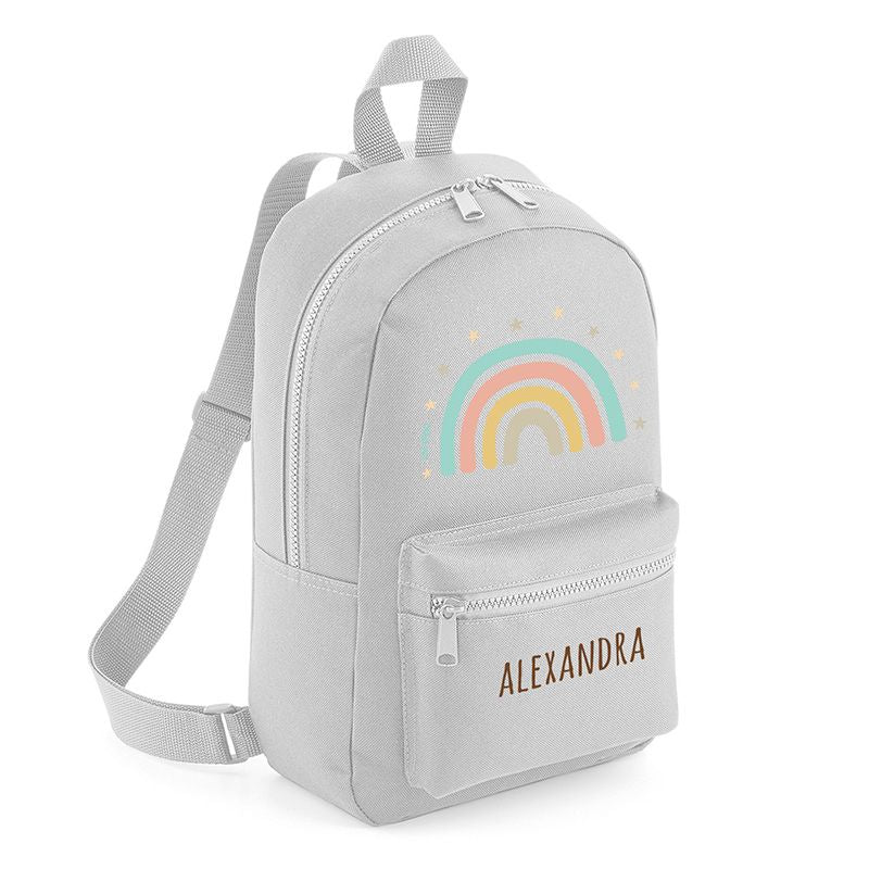 Mochila Infantil Personalizada Loneta Arco Iris Soft