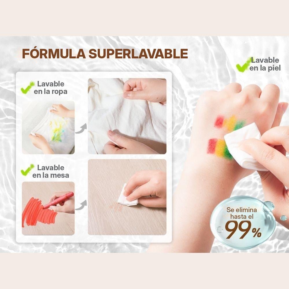 Bote 24 crayones Purpurina No Tóxicos Lavables - Nanetes