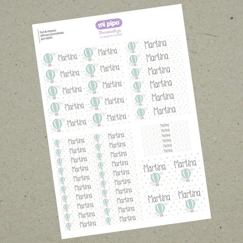 Pack 46 Etiquetas Personalizadas Globo - Nanetes