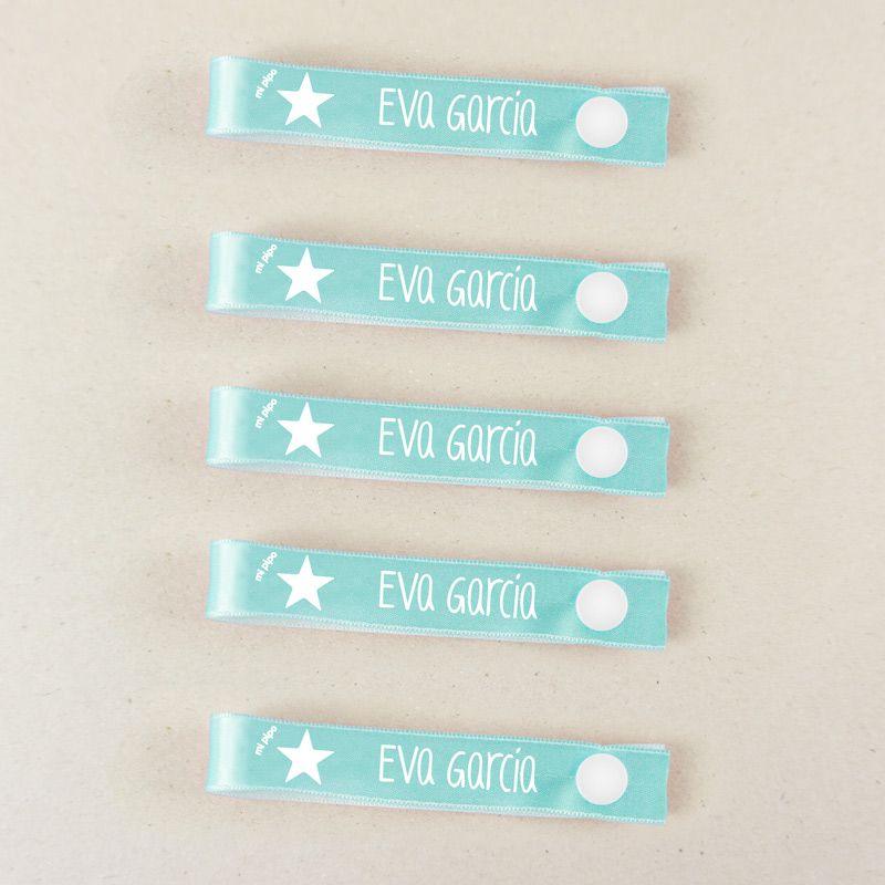 Pack 5 cintas cuelga ropa personalizadas Estrella Menta - Nanetes