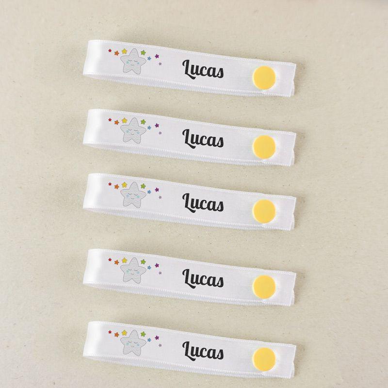Pack 5 cintas cuelga ropa personalizadas Estrella - Nanetes #