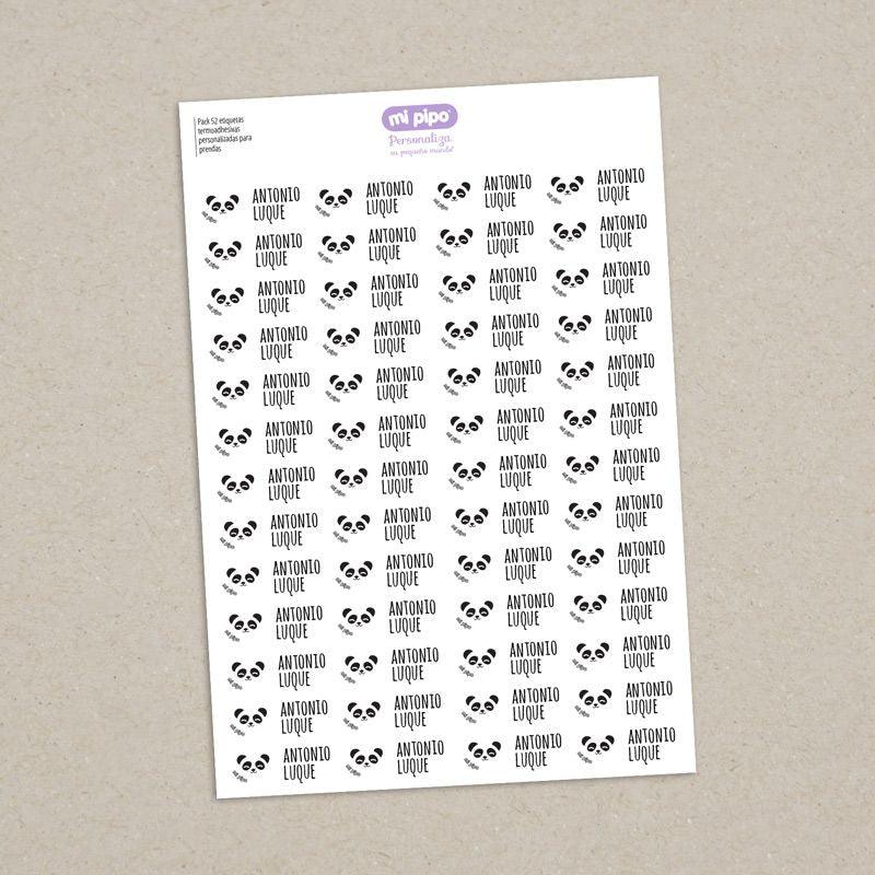 52 Etiquetas termoadhesivas Ropa Panda - Nanetes #
