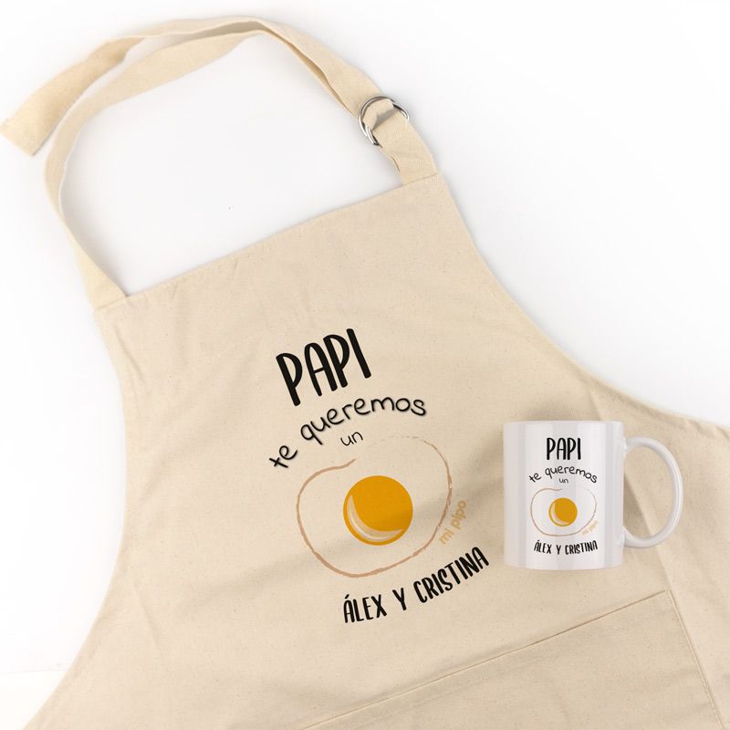 Pack Delantal y taza Padre te queremos un huevo - Nanetes
