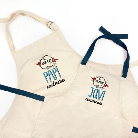Delantal Papa Hijo Super Cocineros azul - Nanetes