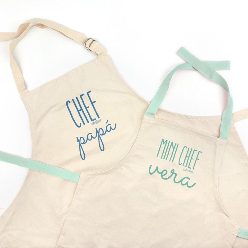 Delantal Papa Hijo Chef mini chef menta - Nanetes
