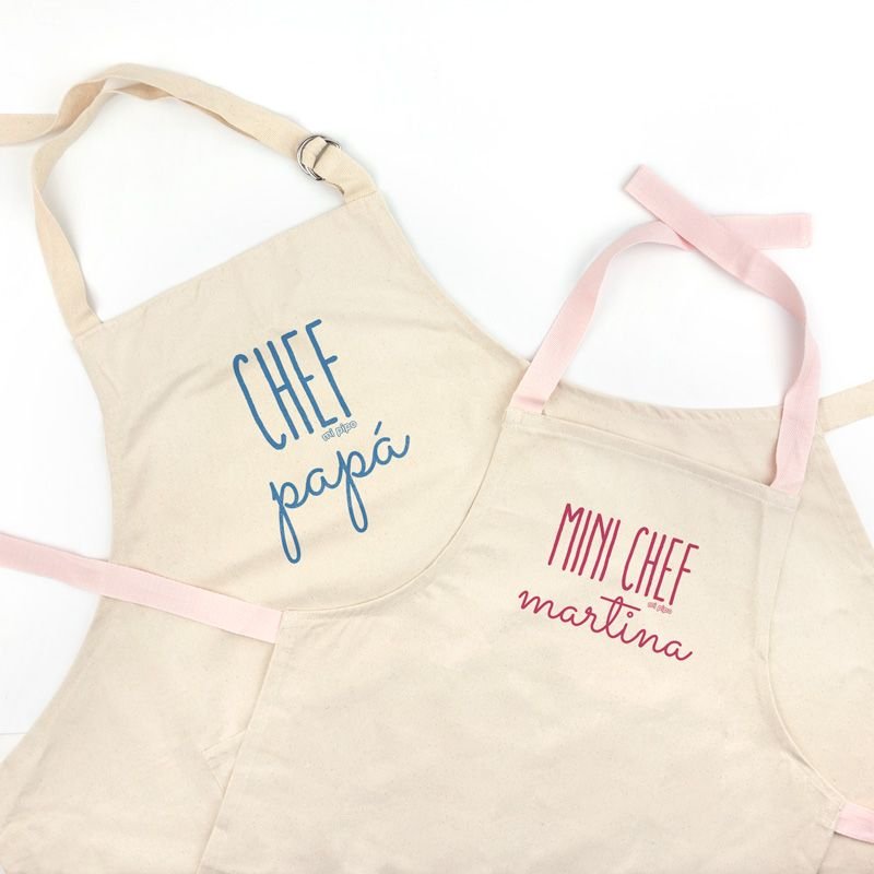 Delantal Papa Hijo Chef mini chef rosa - Nanetes