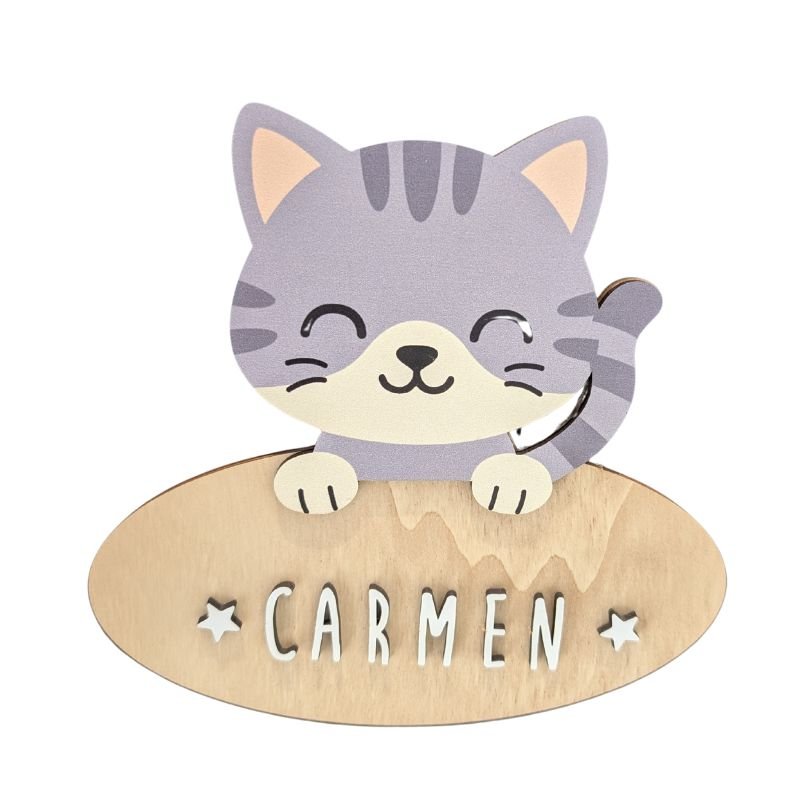 Placa puerta personalizada decorativa Gato - Nanetes