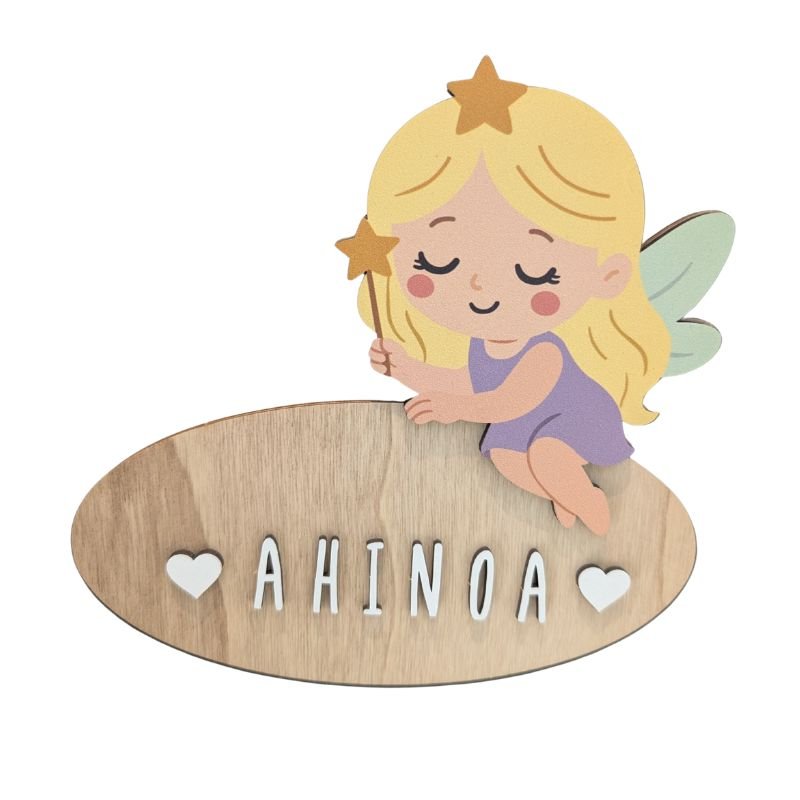 Placa puerta personalizada decorativa Hada - Nanetes