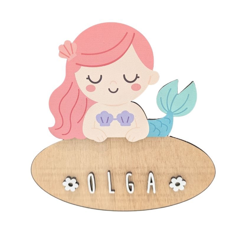 Placa puerta personalizada decorativa Sirena - Nanetes
