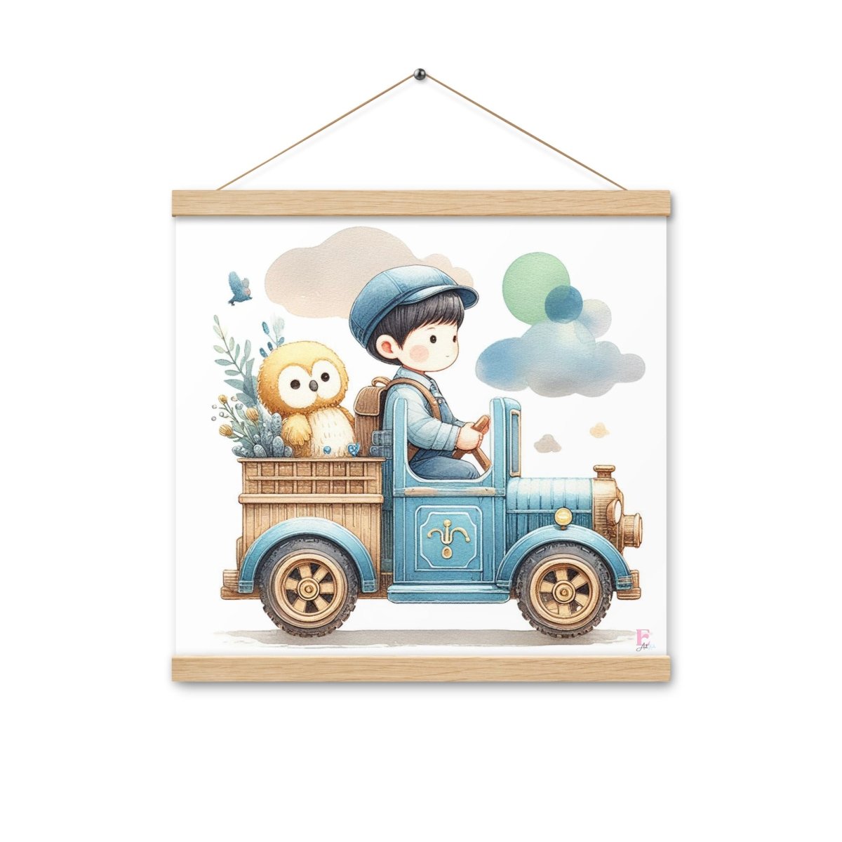 Poster colgador Coche azul - Nanetes