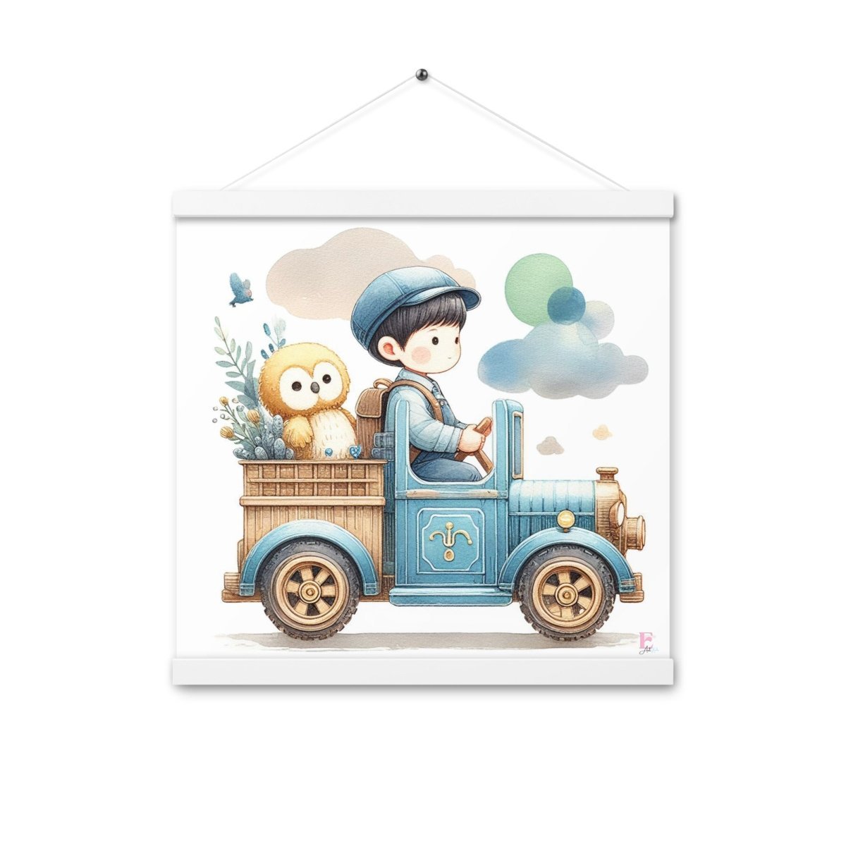 Poster colgador Coche azul - Nanetes