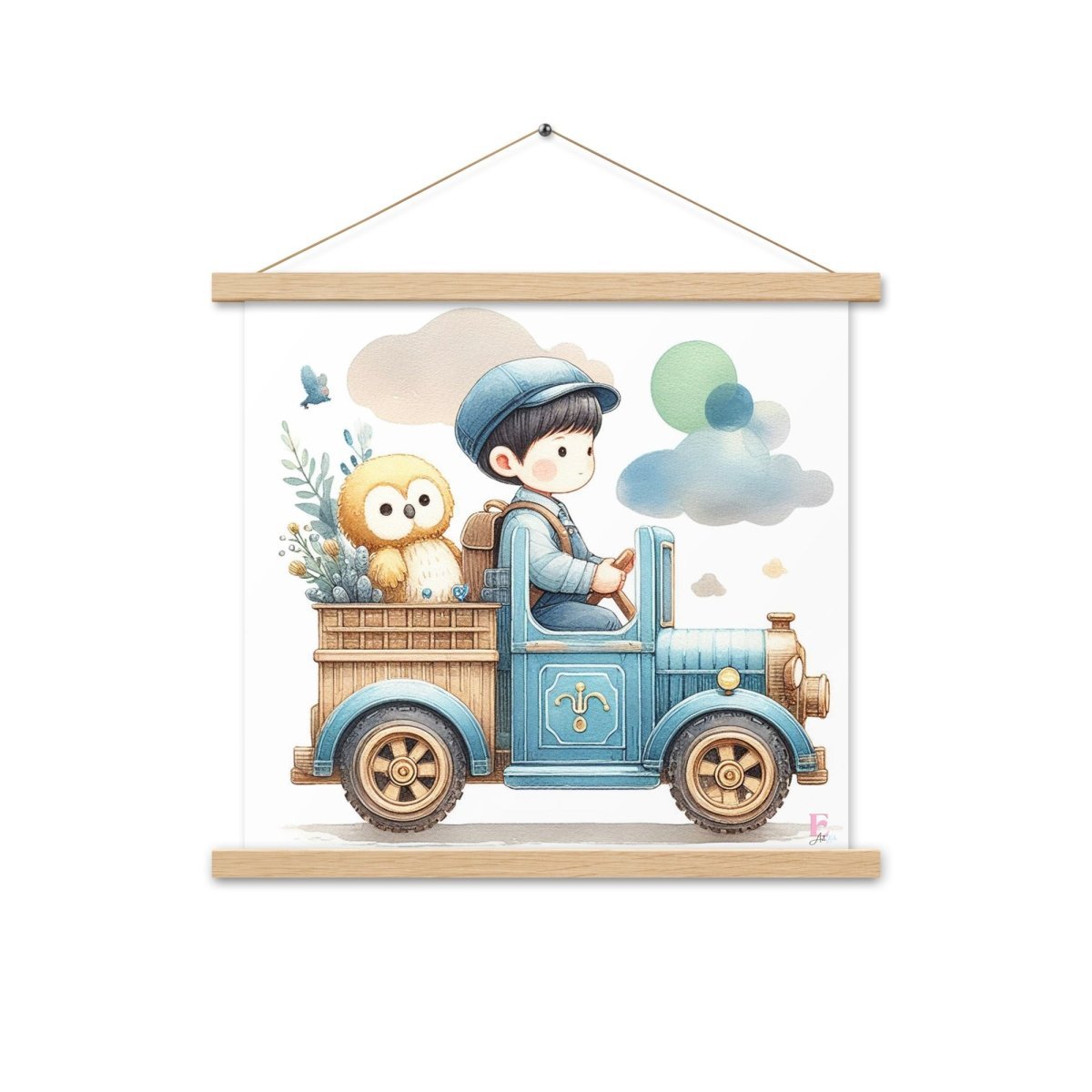 Poster colgador Coche azul - Nanetes