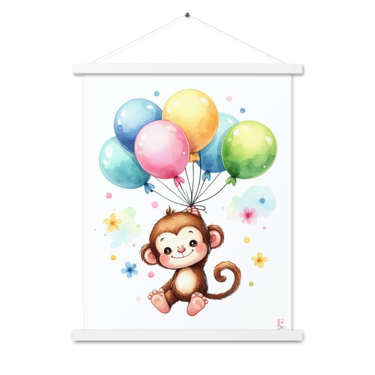Poster colgador Monito con globos - Nanetes