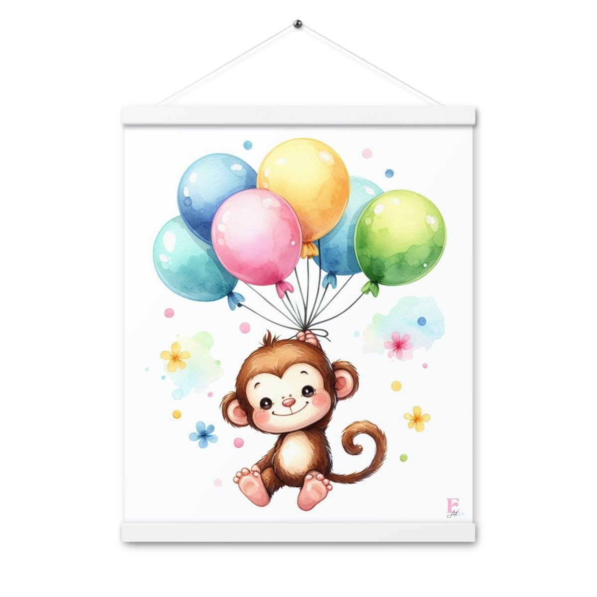 Poster colgador Monito con globos - Nanetes
