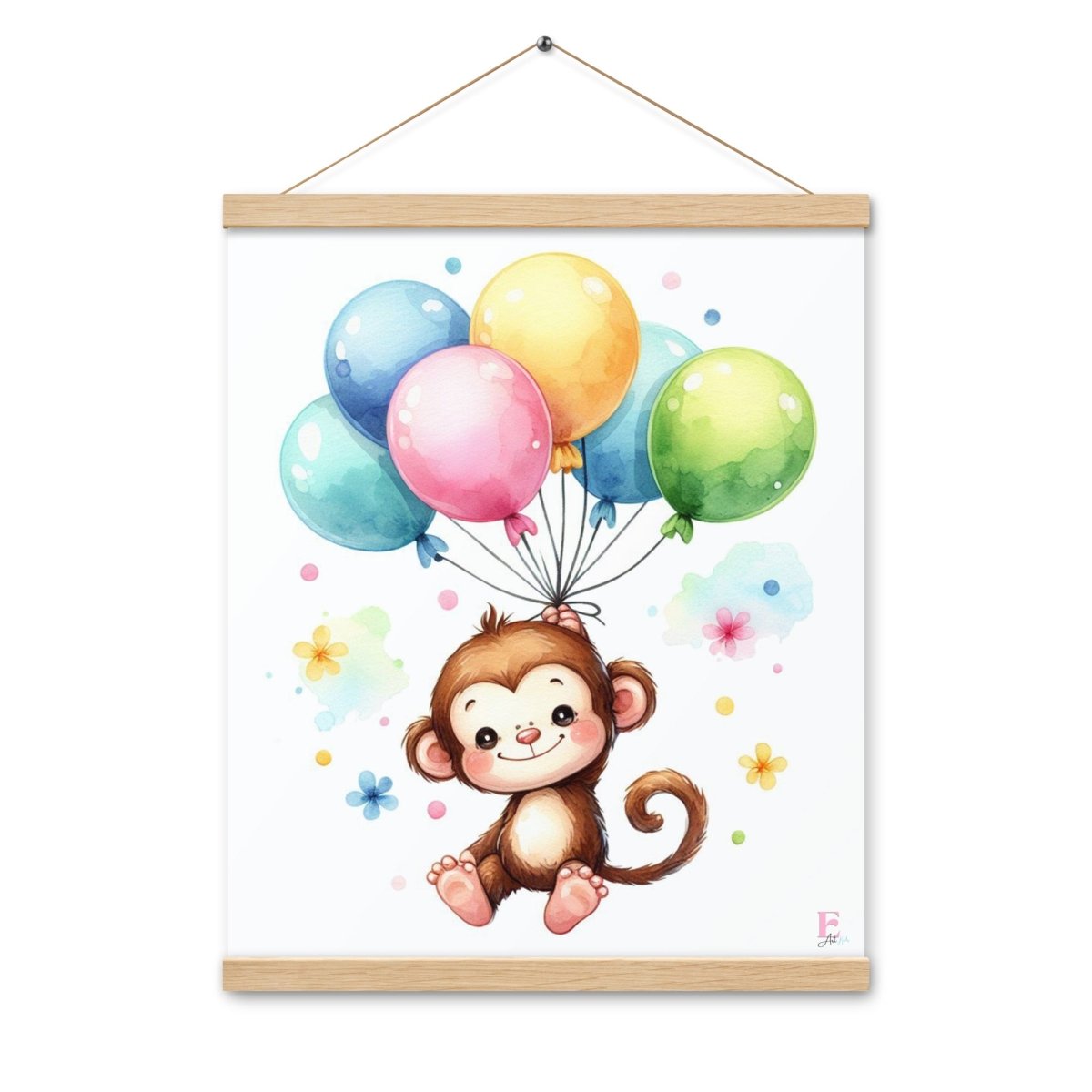 Poster colgador Monito con globos - Nanetes