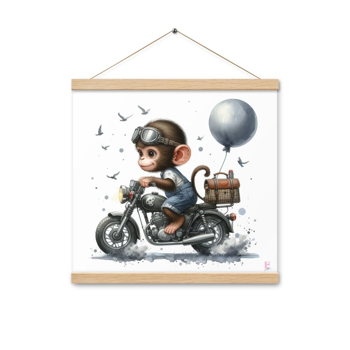 Poster colgador Monito en Moto - Nanetes