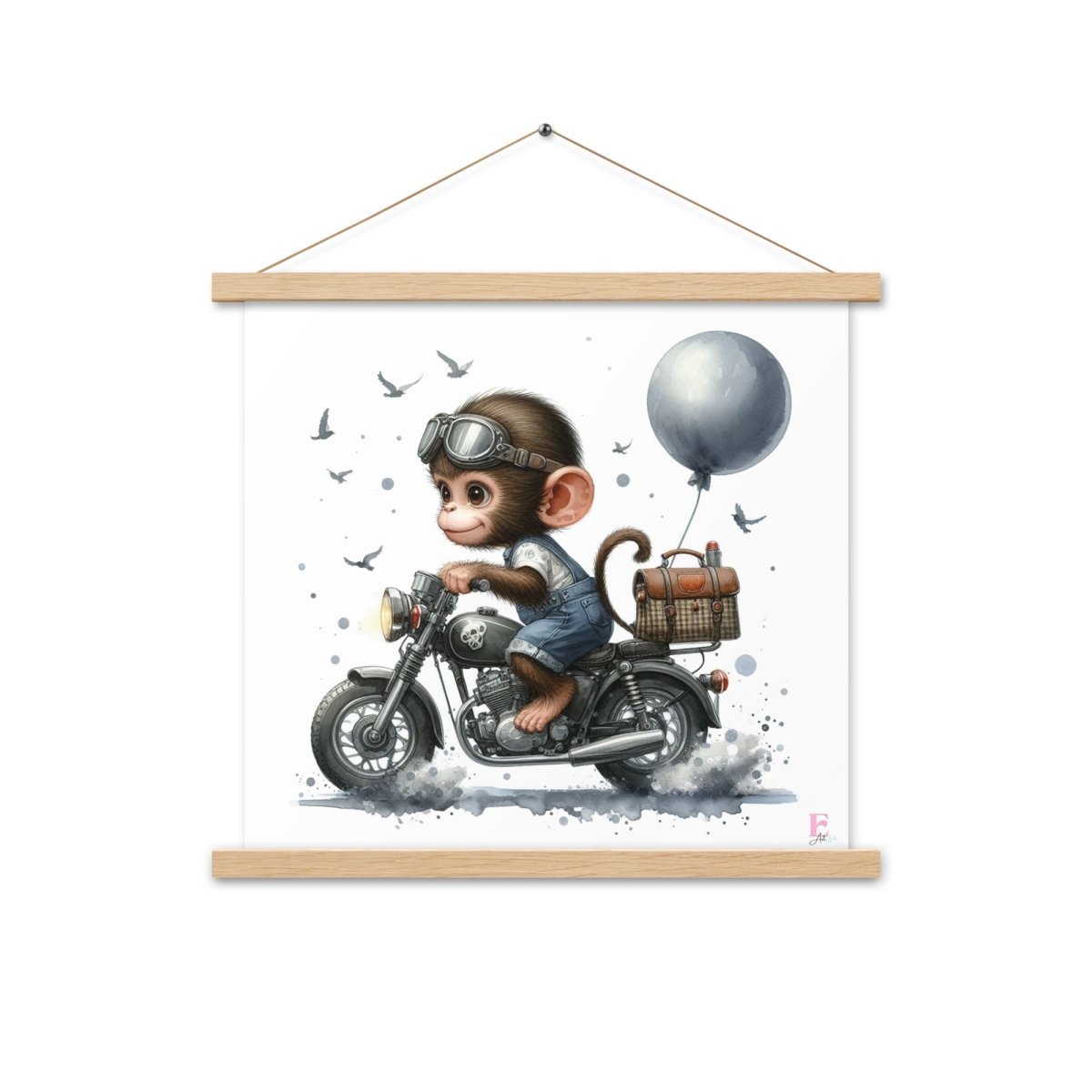 Poster colgador Monito en Moto - Nanetes
