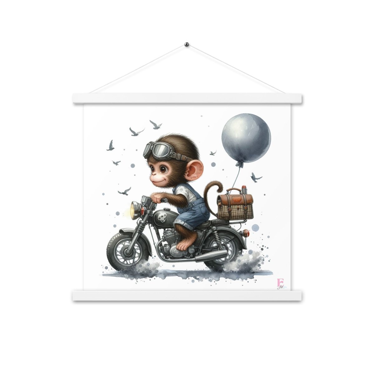 Poster colgador Monito en Moto - Nanetes