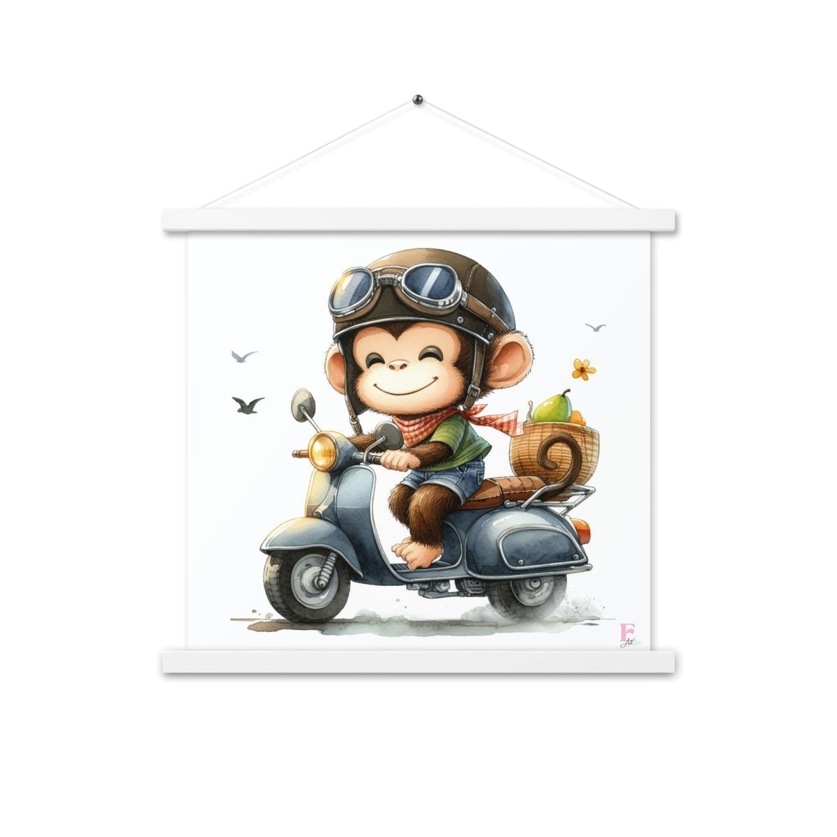 Poster colgador Mono con Moto - Nanetes
