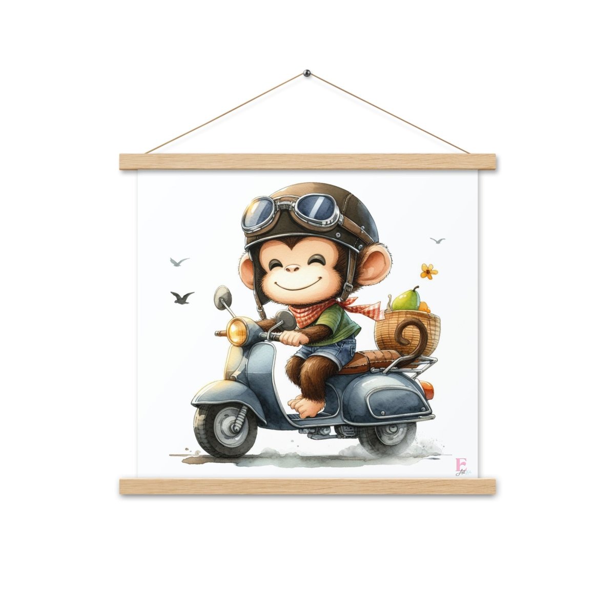 Poster colgador Mono con Moto - Nanetes