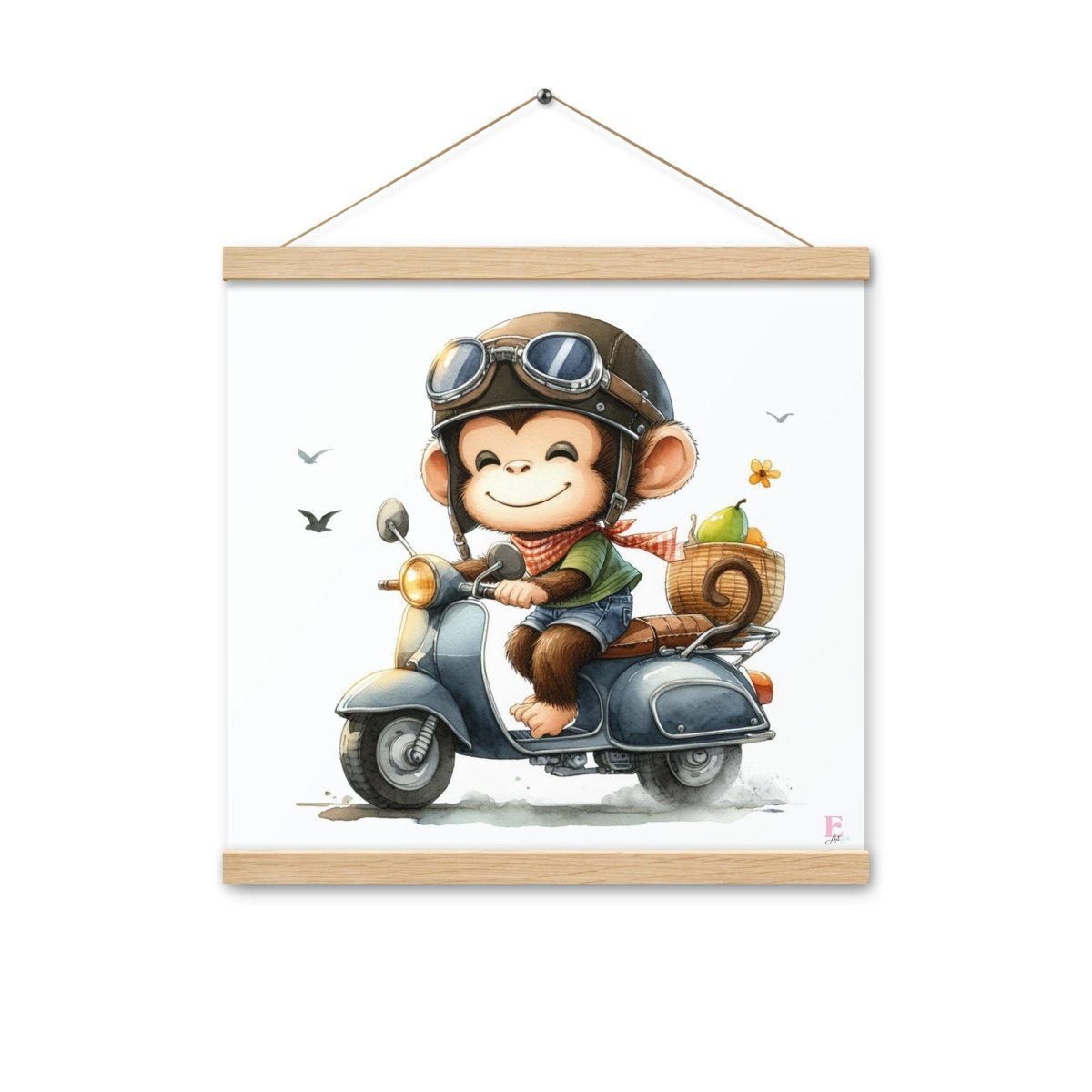 Poster colgador Mono con Moto - Nanetes