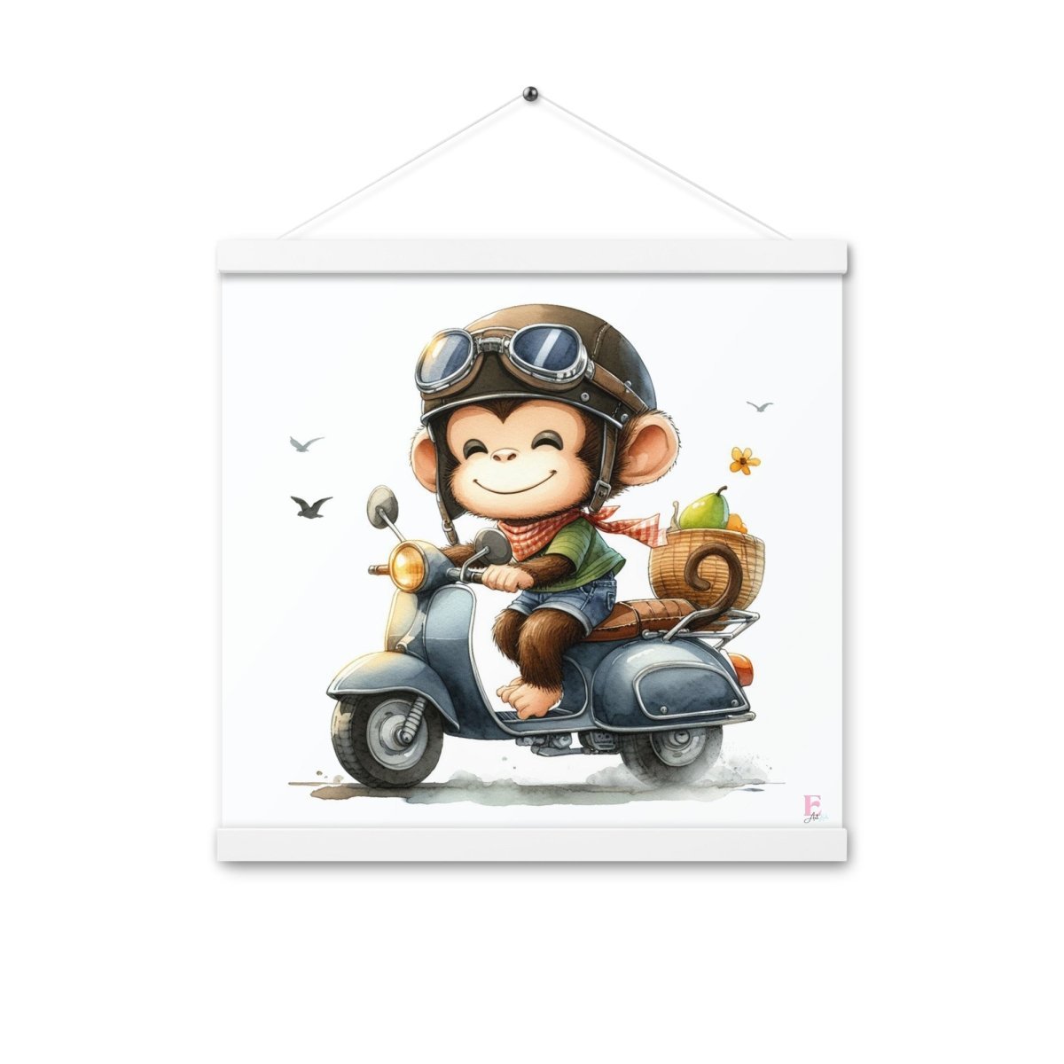 Poster colgador Mono con Moto - Nanetes
