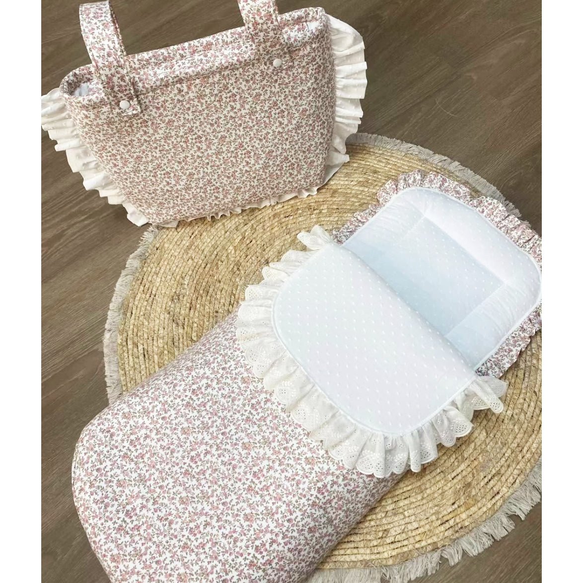 Saco Capazo Pique florecitas puntilla Nanetes - Nanetes