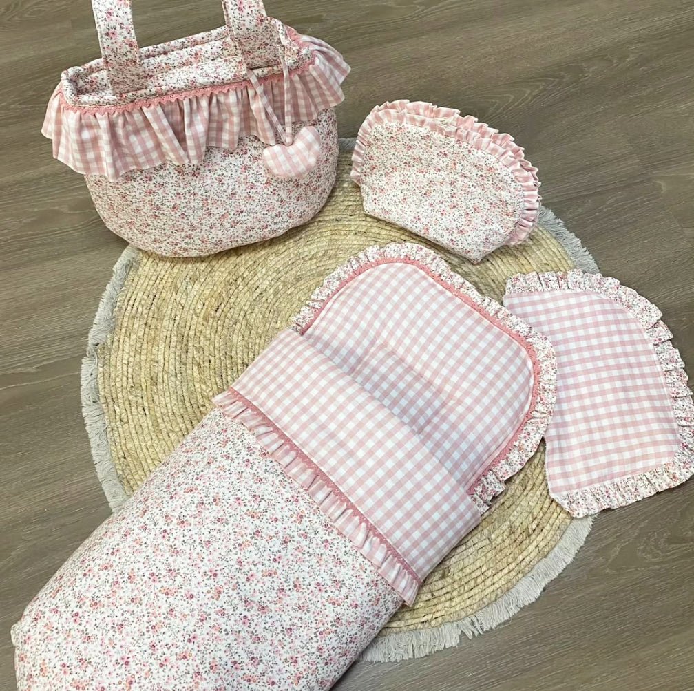 Saco Capazo Vichy Flores maquillaje Nanetes - Nanetes