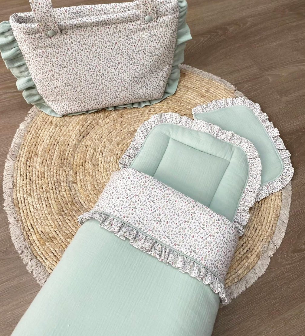 Saco Capazo Diy Saco Capazo Desenfundable Menta Flores Bebiti Nanetes