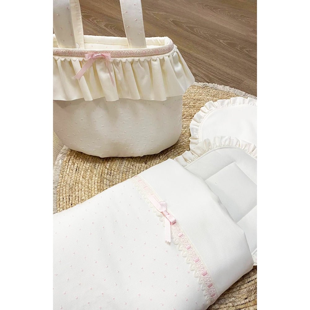 Saco Capazo Plumeti 684 beige/rosa Nanetes - Nanetes