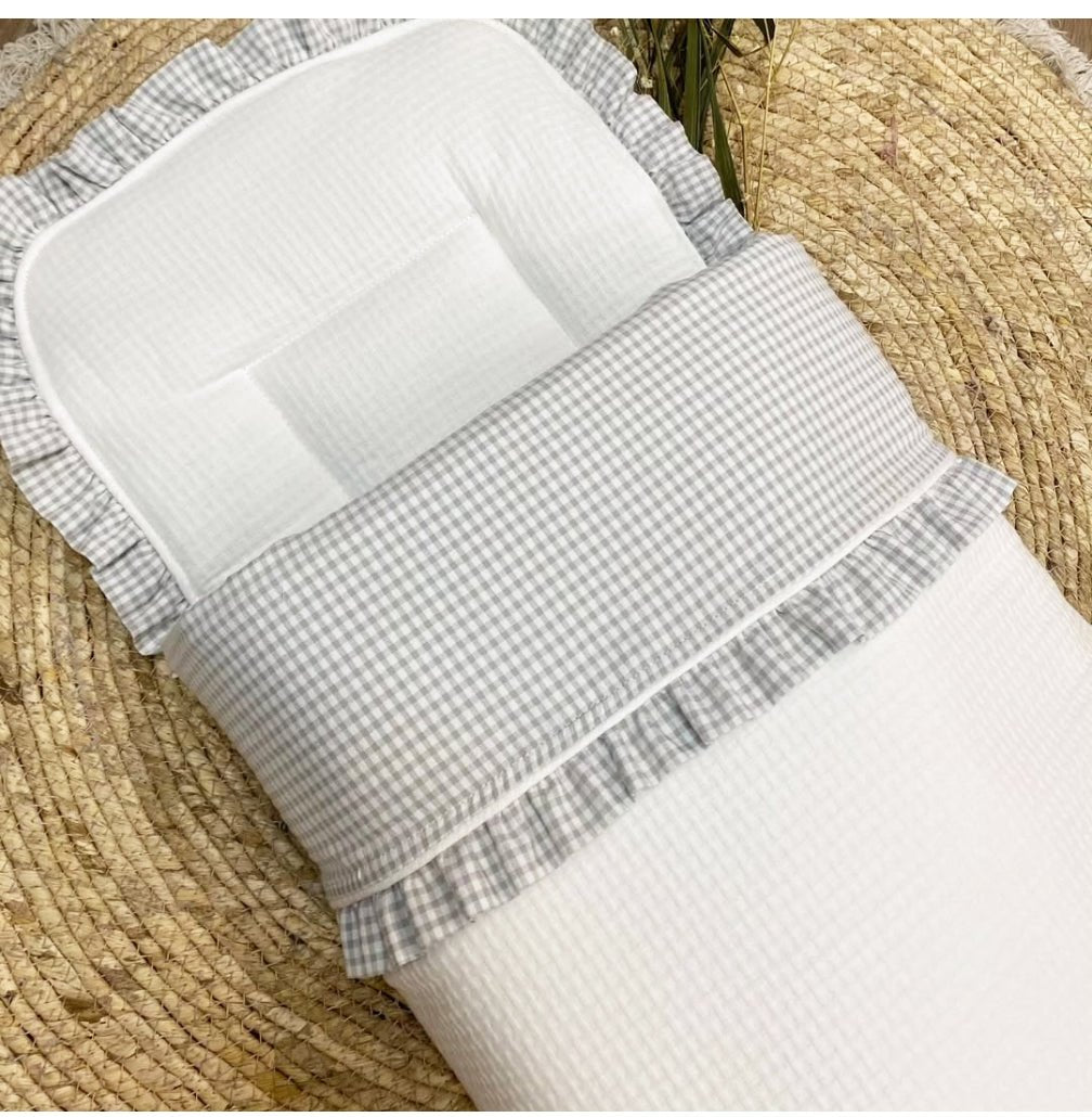 Saco Capazo Desenfundable Vichy Gris Bebiti Nanetes - Nanetes