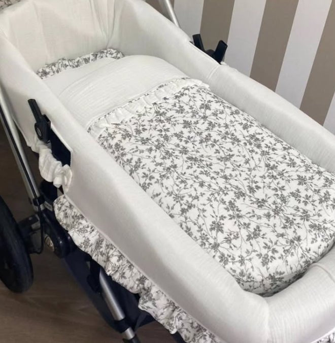 Saco Capazo Florecitas gris bambula Nanetes - Nanetes