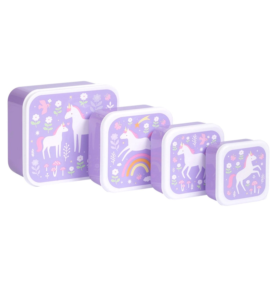 Set x4 fiambreras infantiles Unicornio malva - Nanetes
