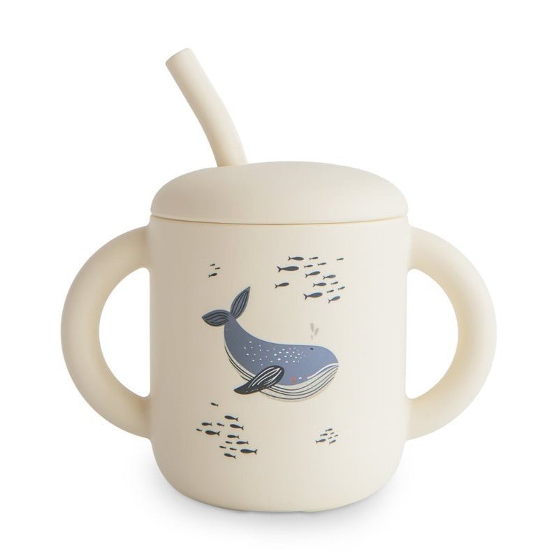 Taza didáctica con pajita silicona Whale - Nanetes