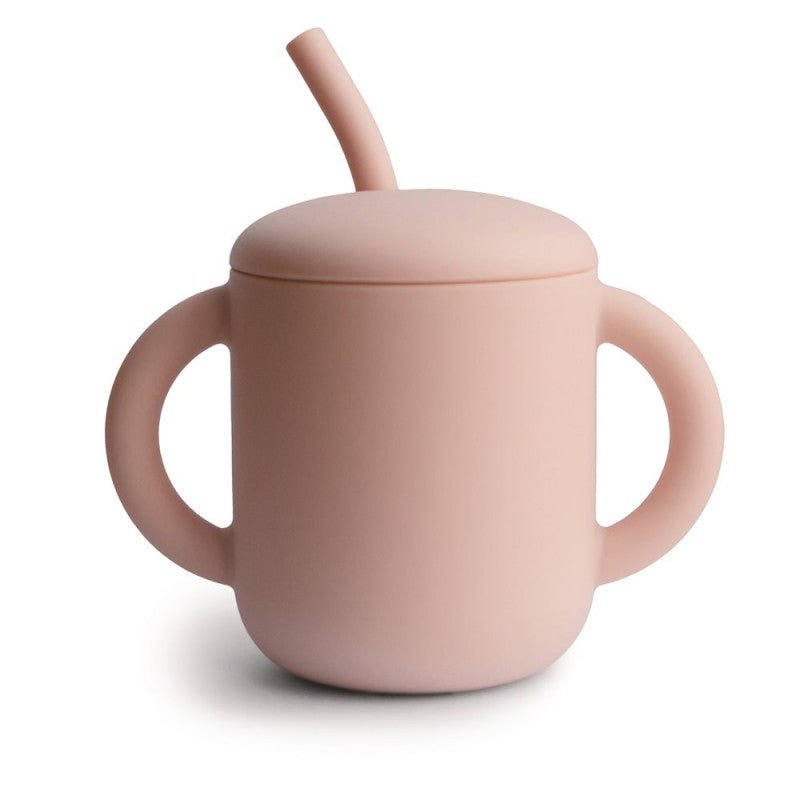 Taza didáctica con pajita silicona Blush - Nanetes