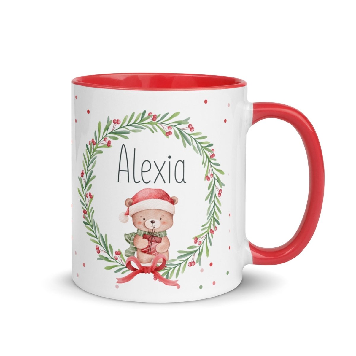 Taza Navideña Personalizada Osito Guirnalda Nanetes - Nanetes